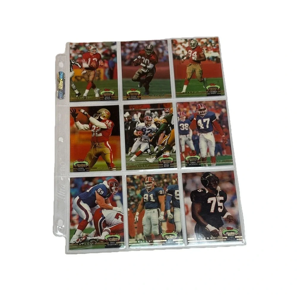 Vintage 1992 Topps Stadium Club NFL Player Cards 11 Sleeve Pages Lot 99 Cards